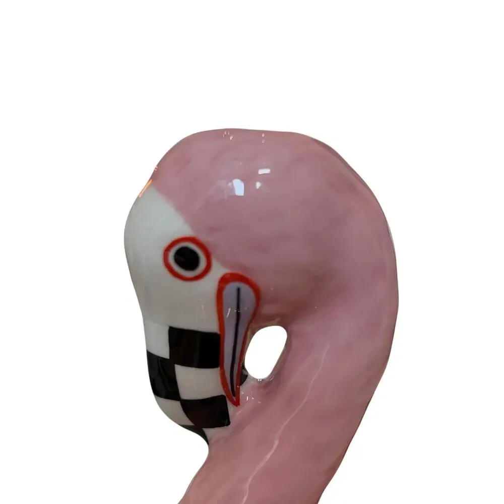 New MacKenzie-Childs Patience Brewster Flamingo Ceramic Bud Vase Chic Homeware